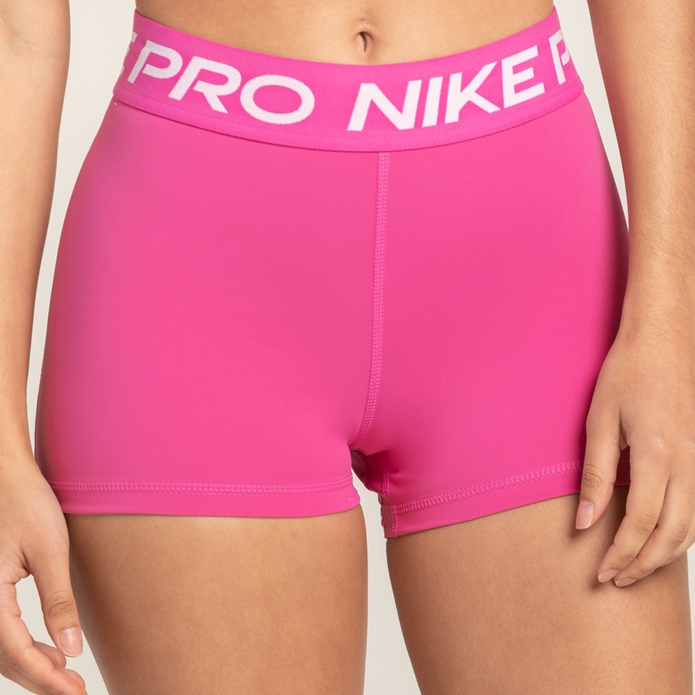 Nike Women's Pro 3" Shorts (Pink Glow/White, Medium)